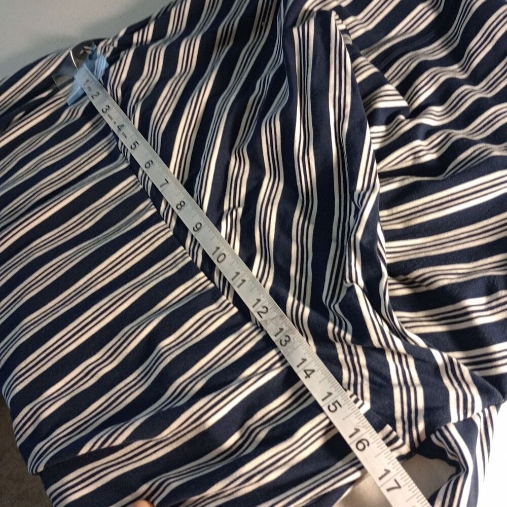 Lauren Ralph Lauren women maxi dress size 12 navy blue pinstripes white nautical - Picture 7 of 9